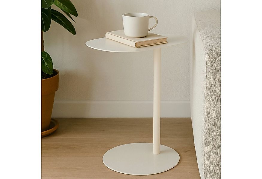 Koopman Beistelltisch Sofatisch Metalltisch Oval 53x35x25 cm Beige / Schwar günstig online kaufen