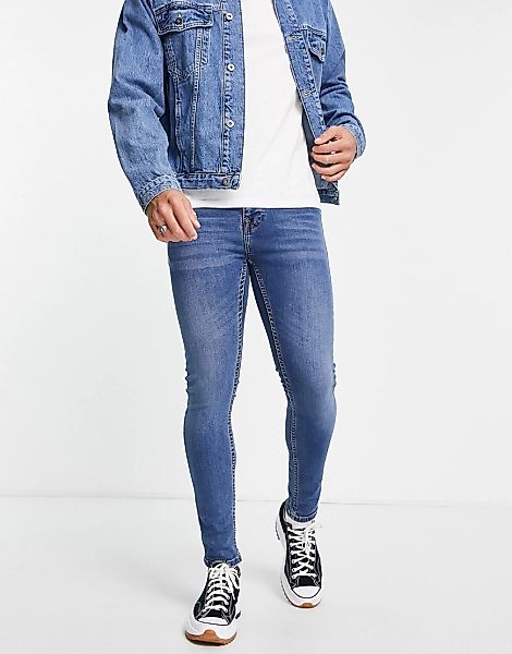 Topman – Essential – Hautenge Jeans in mittlerer Waschung-Blau günstig online kaufen