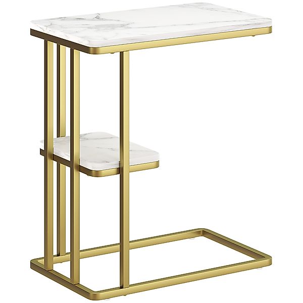 HOMCOM Beistelltisch C-Form, schmaler Beistelltisch mit 2 Ebenen und Ablage günstig online kaufen