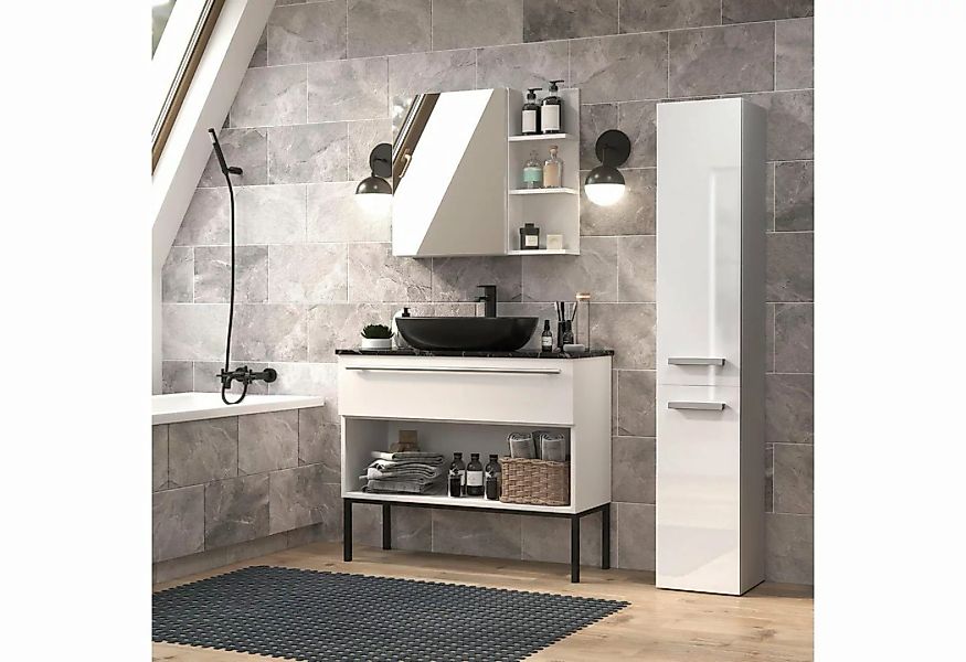 Beautysofa Hochschrank Nelson IV (Schrank für Badezimmer) 3 Fächer hinter D günstig online kaufen