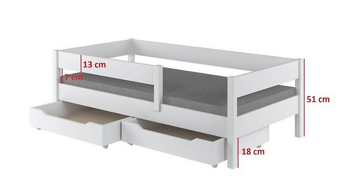 Siblo Einzelbett Miki (Lattenrost, Schubladen, Sicherheitsbarriere) günstig online kaufen