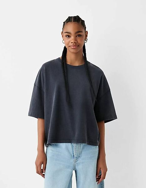 Bershka T-Shirt Im Boxy Fit Damen Xl Grau günstig online kaufen