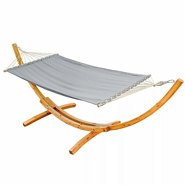 AMANKA XXL Hängematte mit Gestell bis 200 kg 325 x 120 x 118 cm Grau günstig online kaufen