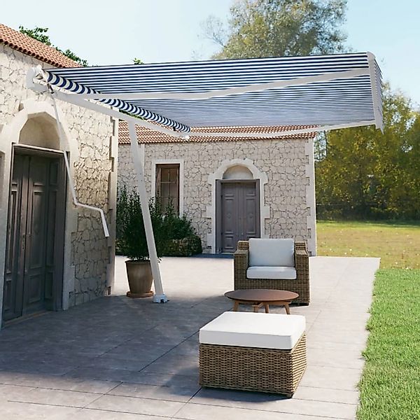 furnicato Standmarkise Automatisch 500x350 cm Blau & Weiß günstig online kaufen