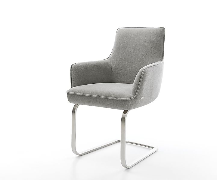 Freischwinger Heira-Flex mit Armlehnen Strukturstoff Soft Grau Freischwinge günstig online kaufen