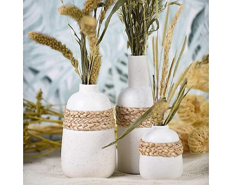 Viana Übertopf Blumenvase Weiß Keramik Seegras Deko Vase Tischdeko Modern günstig online kaufen