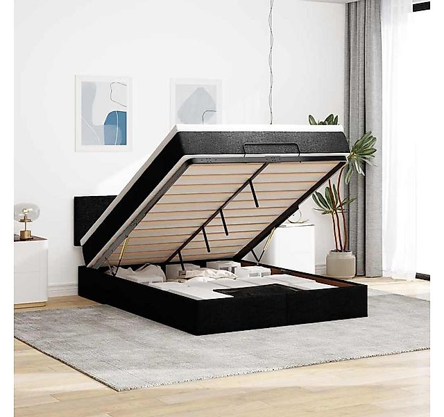 vidaXL Bett, Ottoman-Bett mit Matratze Schwarz 140x190 cm Stoff günstig online kaufen