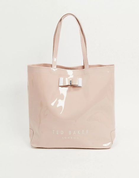Ted Baker – Hanacon – Tasche mit großem Logo und Schleife in Lackoptik-Rosa günstig online kaufen