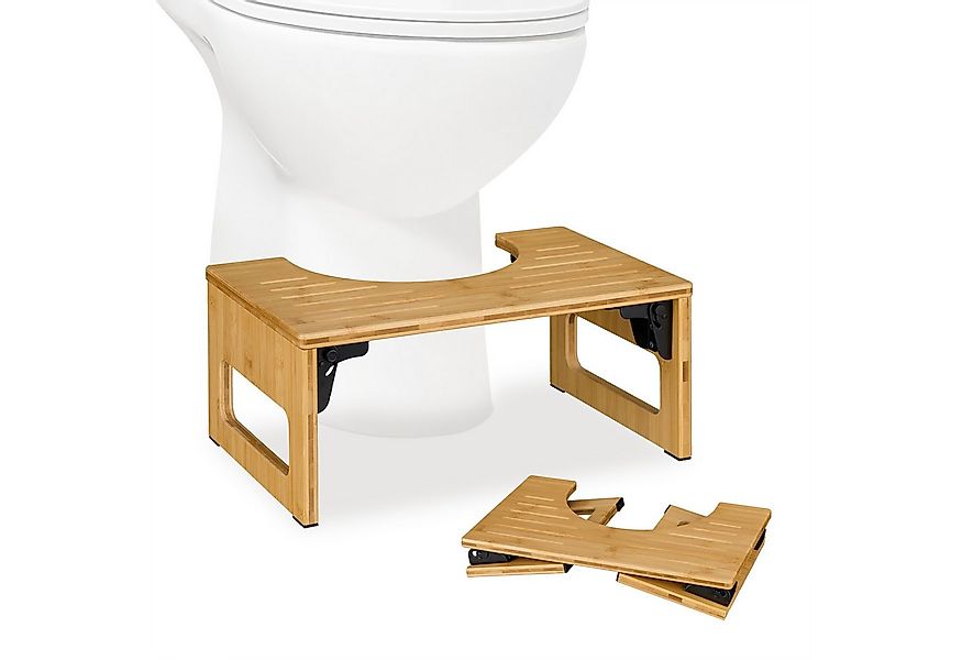 relaxdays Badhocker Klappbarer Toilettenhocker aus Bambus (1 St) günstig online kaufen
