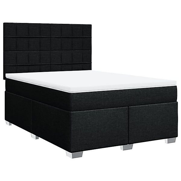 vidaXL Bett Boxspringbett mit Matratze Schwarz 140x200 cm Stoff günstig online kaufen