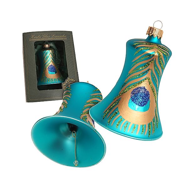 Krebs Glas Lauscha Baumschmuck Glocke Pfau Türkis 8cm günstig online kaufen