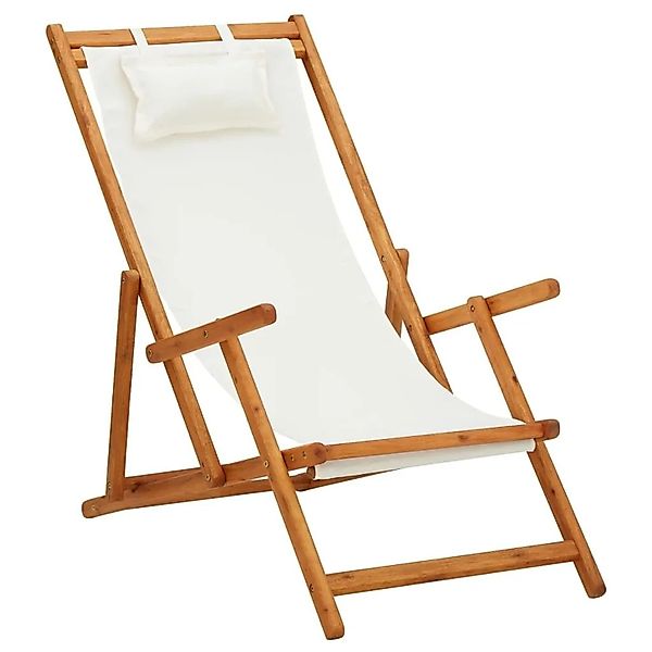 vidaXL Klappbarer Strandstuhl Eukalyptus Massivholz und Stoff Creme 310311 günstig online kaufen
