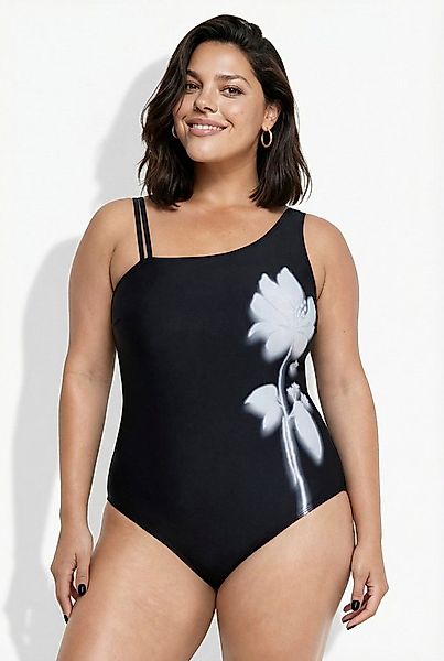 Ulla Popken Badeanzug Badeanzug Blüten Softcups Rundhals recycelt günstig online kaufen