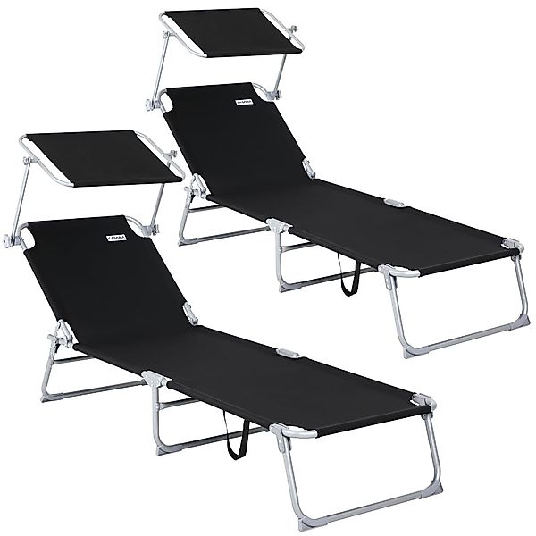 Gartenliege Hawaii 2er-Set Anthrazit Alu 195x60x30cm günstig online kaufen