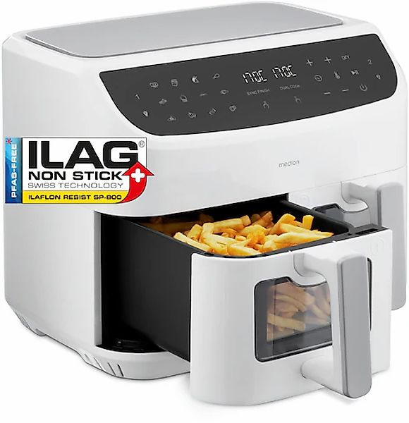 Medion® Heißluftfritteuse »MD 11760 P20XXL Twin«, 2400 W, Temperatur 50 - 2 günstig online kaufen