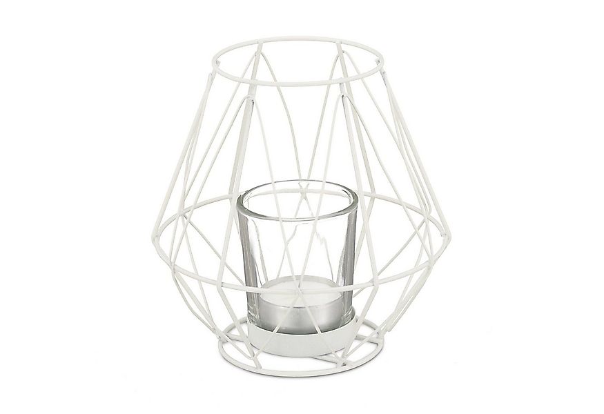 relaxdays Teelichthalter Geometrischer Teelichthalter, weiß günstig online kaufen