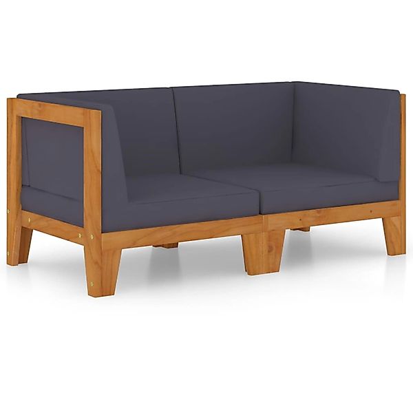 vidaXL Gartenlounge-Set 2-Sitzer-Sofa mit Dunkelgrauen Kissen günstig online kaufen