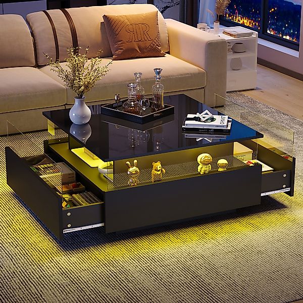 MODFU Couchtisch hochglanz Sofatisch mit LED-Beleuchtung günstig online kaufen