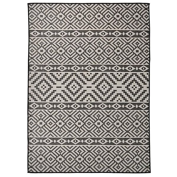 vidaXL Outdoor-Teppich Flachgewebe 200x280 cm Schwarz Gestreift 340854 günstig online kaufen
