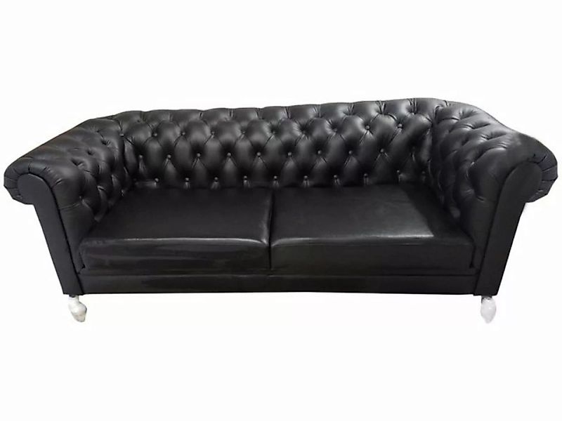 JVmoebel Sofa, Chesterfield Sofa 3 Sitzer Couch Ledersofa Couchen Schwarz S günstig online kaufen