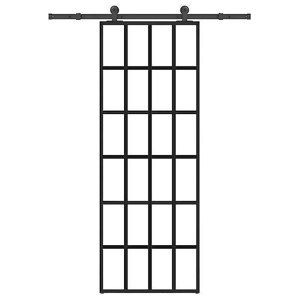vidaXL Schiebetür mit Beschlag 76x205 cm ESG-Glas & Aluminium 3332854 günstig online kaufen