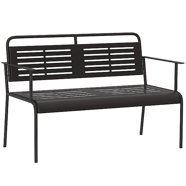 Outsunny Gartenbank 2-Sitzer Stahl 121L x 64B x 84H cm Schwarz günstig online kaufen