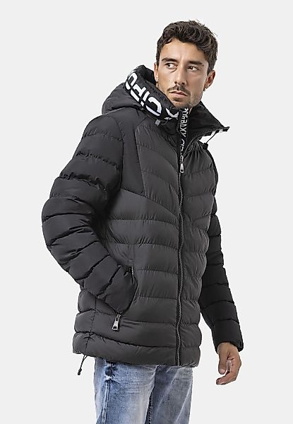 Cipo & Baxx Winterjacke "CM185" mit Kapuze mit markanter Marken-Zipperleist günstig online kaufen