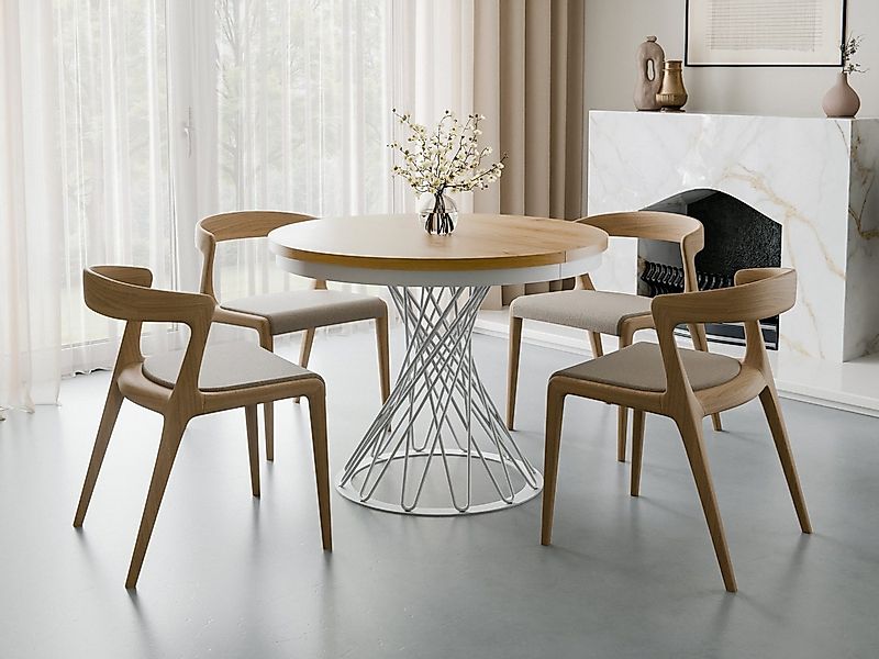 Compleo Esstisch Küchentisch, Runder Esszimmertisch 100-140, Metallbeine LU günstig online kaufen