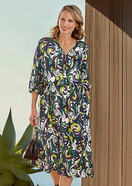 GOLDNER Sommerkleid "Kurzgröße Elegantes Viskosekleid mit Stufenrock" ausge günstig online kaufen