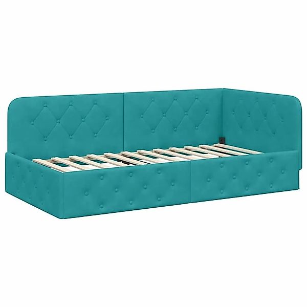 vidaXL Eckbettgestell mit Kopfteil Türkis 90 x 200 cm Samt 42016541 günstig online kaufen