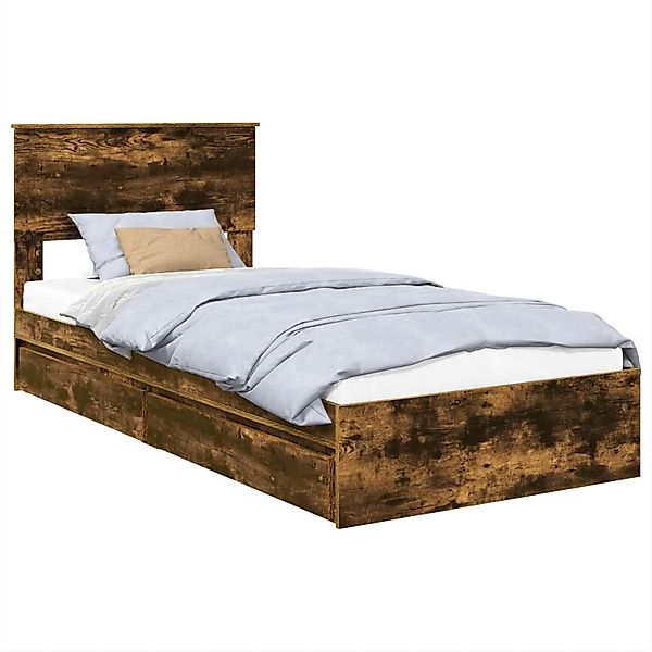 vidaXL Stauraumbett Räuchereiche 100 x 200 cm Holzwerkstoff 3408491 günstig online kaufen