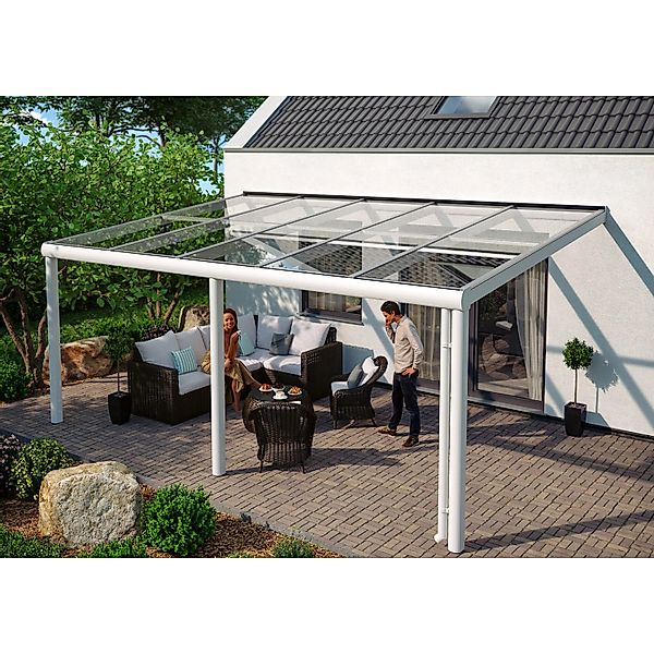 Skan Holz Terrassenüberdachung Monza 541 x 257 cm Aluminium Weiß günstig online kaufen