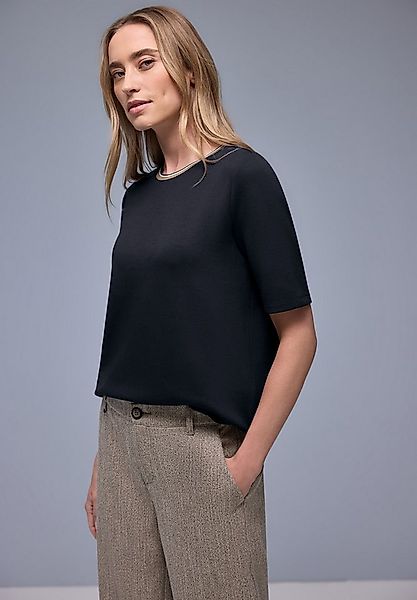 STREET ONE Rundhalsshirt mit Kontrastdetail am Rundhalsausschnitt günstig online kaufen