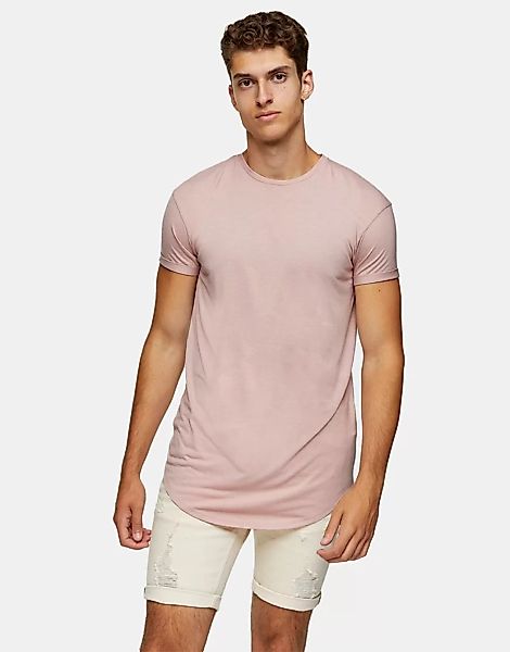 Topman – Lang geschnittenes T-Shirt in Rosa günstig online kaufen