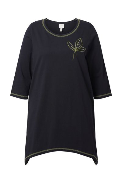 Ulla Popken Longshirt Shirt Stickerei A-Linie günstig online kaufen
