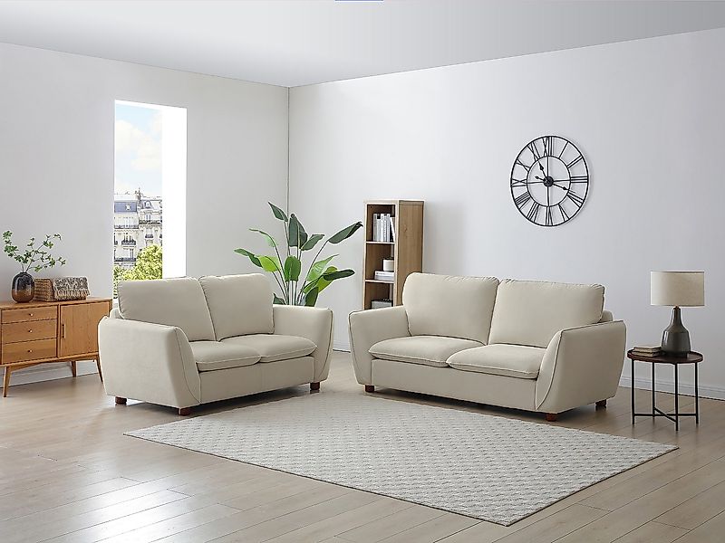 Sofaset 3‑Sitzer & 2‑Sitzer – Stoff – Offwhite – MENARDIA günstig online kaufen