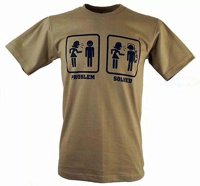 Guru-Shop T-Shirt Fun Retro Art T-Shirt `Problem solved` - beige alternativ günstig online kaufen