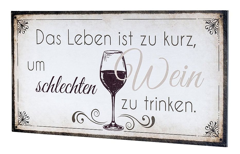 Levandeo® Wandbild, Wandbild 40x20cm Wein Spruch Küche Küchendeko Deko Wand günstig online kaufen