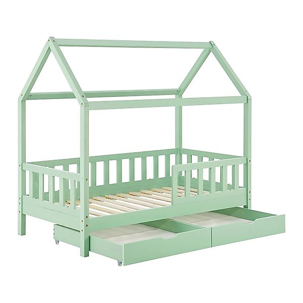 Juskys Kinderbett Marli 80 x 160 cm mit Bettkasten Mint günstig online kaufen