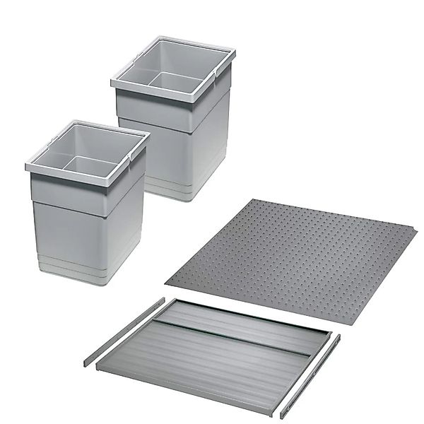 Ninka Abfalltrennsystem Eins2vier KB 450 mm 2x 13,5L Alugrau für Seitenstär günstig online kaufen