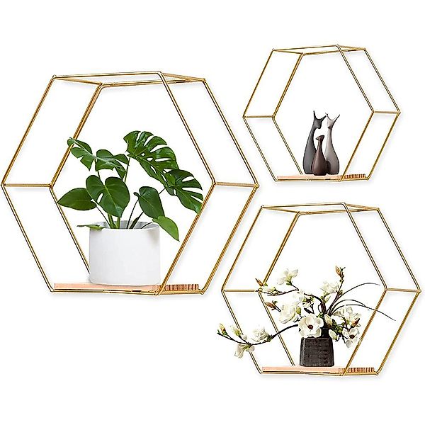 NUODWELL Wandregal 3 Stück Hexagon-Wandregalen schwarzen günstig online kaufen