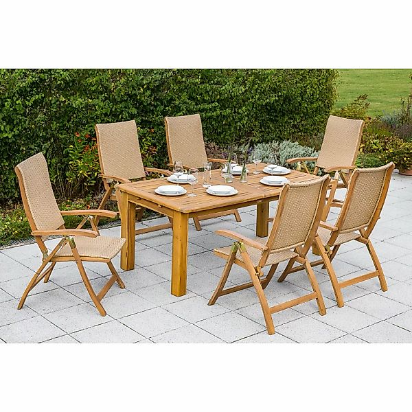 Gartenmöbel-Set Capri 7-tlg. Natur inkl. Doppelausziehtisch günstig online kaufen