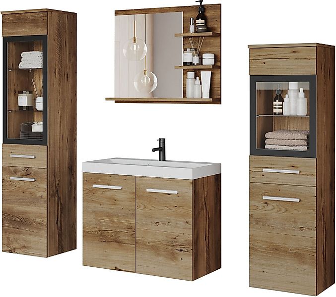 welltime Badmöbel-Set MADRIT, (Komplett-Set, 5-St., mit Waschbecken), Wasch günstig online kaufen