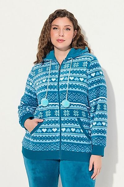 Ulla Popken Sweatjacke Homewear-Jacke Plüsch Norweger Kapuze recycelt günstig online kaufen