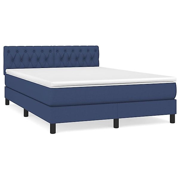 vidaXL Boxspringbett Boxspringbett mit Matratze Blau 140x200 cm Stoff Bett günstig online kaufen