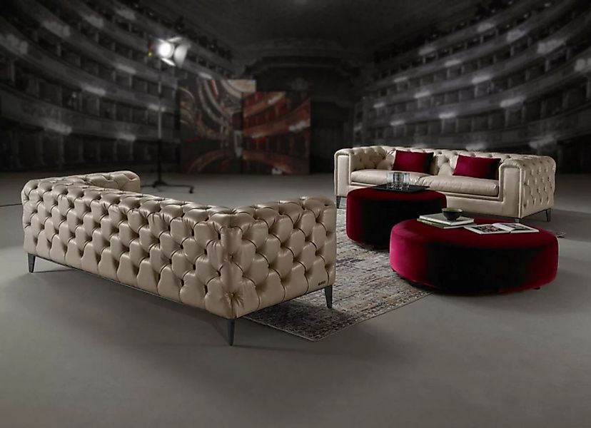 JVmoebel Sofa Sofa 3+3 Sitzer Beige Chesterfield Möbel Leder Luxus Design M günstig online kaufen