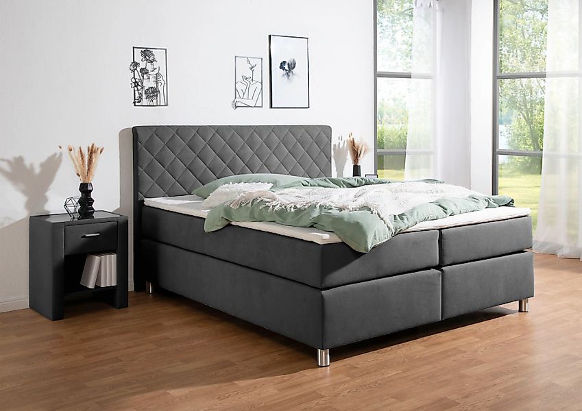 Leonique Boxspringbett "Bernard", inkl. Topper, Matratze in H2, H3 oder H4 günstig online kaufen