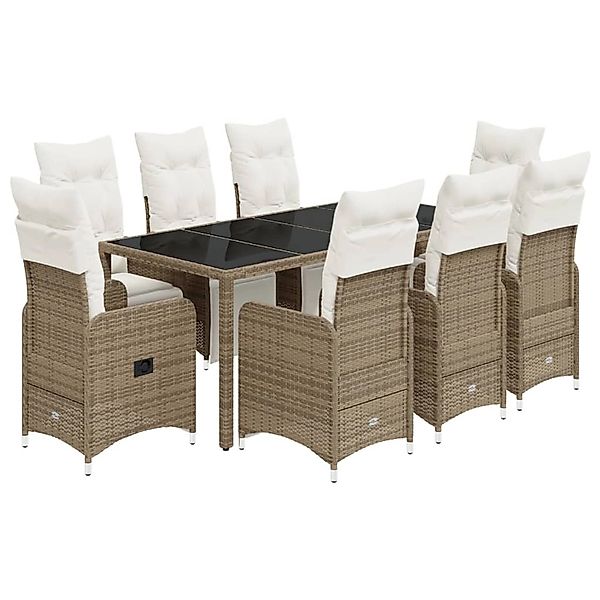 vidaXL 9-tlg Garten-Bistro-Set mit Kissen Braun Poly Rattan Modell 4 günstig online kaufen