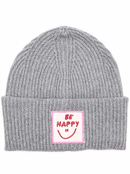 Zwillingsherz Strickmütze ""Be Happy"", Grobstrick, mit Patch günstig online kaufen