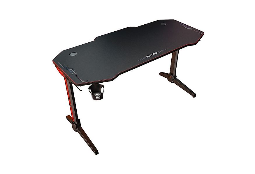 SONNI Gamingtisch Mehrzweckspieltisch in Schwarz mit LED-Beleuchtung, 140x6 günstig online kaufen